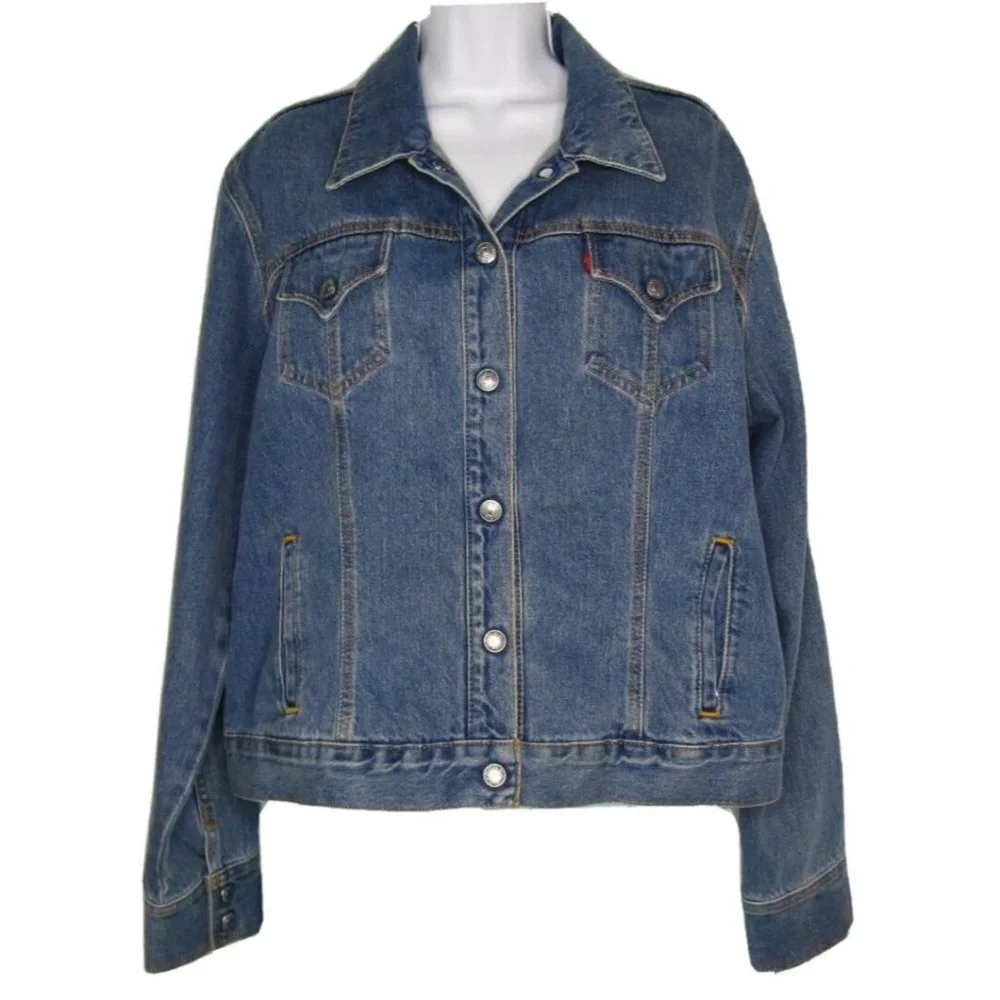 LEVI'S Women's Trucker Jean Jacket LL1310 Snaps Up Size Large - Picture 1 of 9
